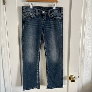 𝅺silver Jeans Santorini Crop 25 Waist Size 29 Women's Denim Jeans Medium Wash